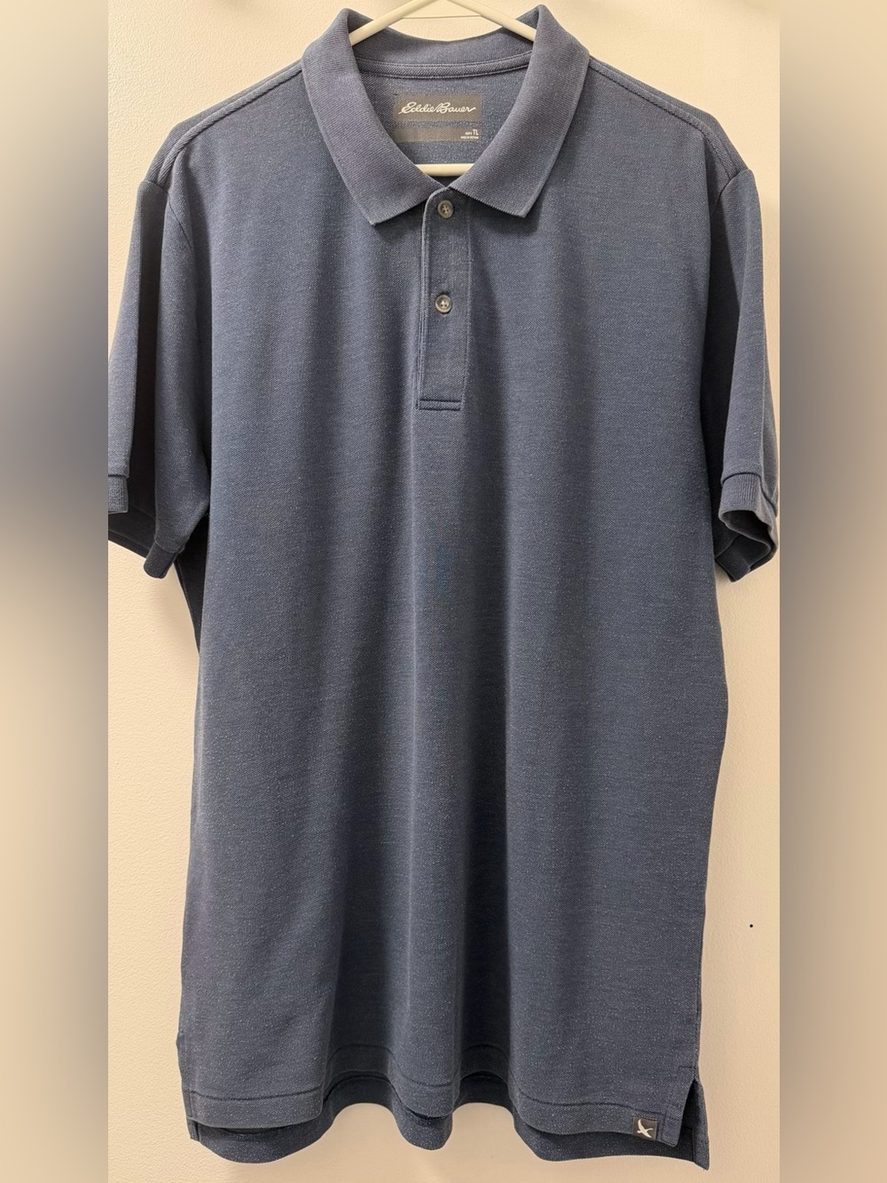 Eddie Bauer Men’s Large Tall LT Blue Cotton Blend Short Sleeve Polo Shirt